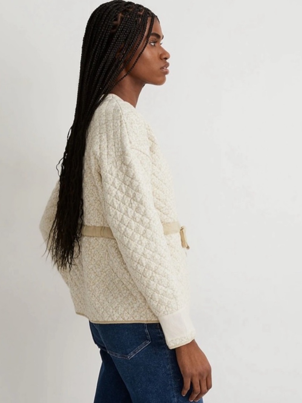 BOGO! Madewell Quilted Jacquard Jacket in Daisy Blooms Green Size Medium - Picture 3 of 11